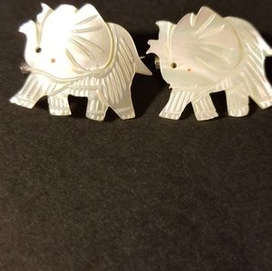 Pair of Mother of Pearl Elephants